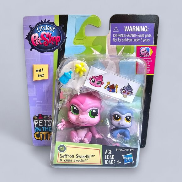 Hasbro Littlest Pet Shop #41 Saffron Sweetin Gorilla Pink #42 Zanna New LPS 2015 - Picture 1 of 6